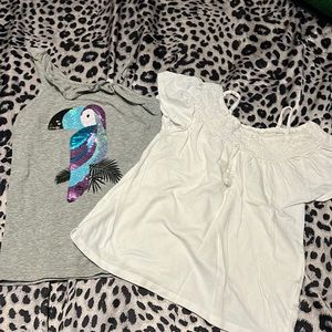 🆑FINAL PRICE‼️ Bundle 1 Justice sequins Tucan tank and 1 Star Ride white